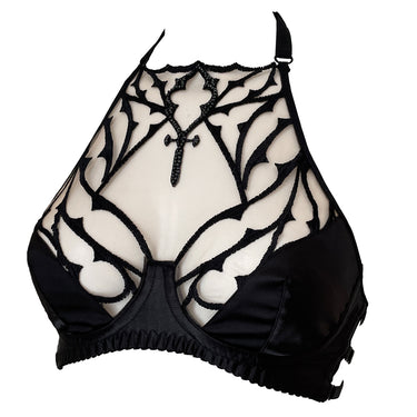 RTO - DOGMA EMBROIDERY HALTER BRA HALF CUPS