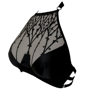 RTO - SANCTURAY EMBROIDERY HALTER BRA HALF CUPS (BLACK)