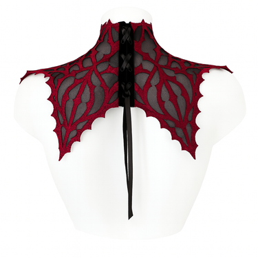 RTO - BURGUNDY DOGMA EMBROIDERY TULLE NECKPIECE