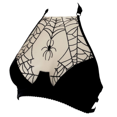 RTO - SPIDERWEB EMBROIDERY HALTER BRA HALF CUPS